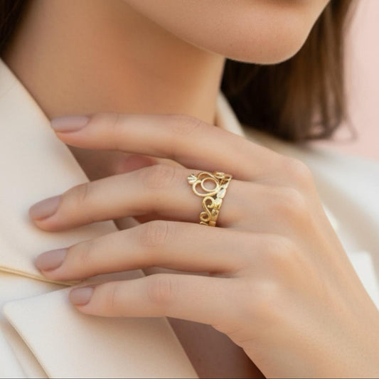 Bague Ajustable QUEEN Plaqué Or - Orelea Paris