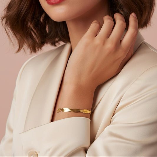 Bracelet INTRECCIO PRÉCIEUSE Plaque Or - Orelea Paris