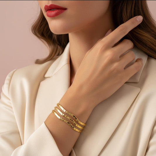 Bracelet Ajustable ENTRELACS Plaque Or - Orelea Paris