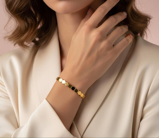 Bracelet HEXAGONE Plaque Or - Orelea Paris
