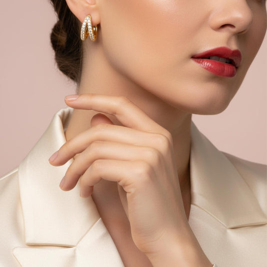 Boucles D’oreilles CARLA ZIrcons Plaqué Or– Orelea Paris