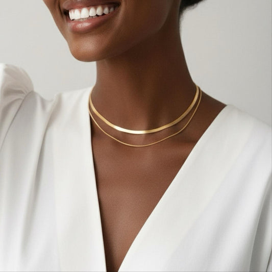 Collier Double Chaîne HARMONIE Plaque Or - Orelea Paris