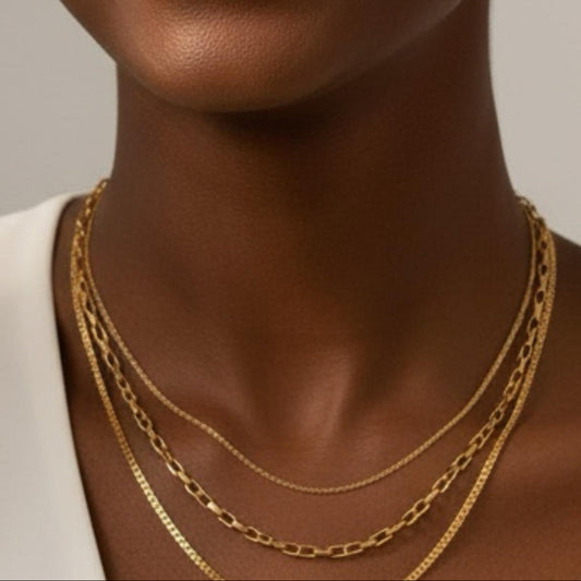 Collier Chaîne TRIO Plaque Or - Orelea Paris