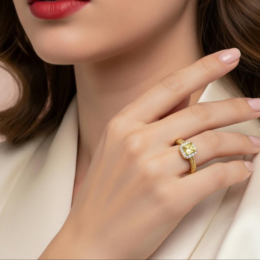 Bague Ajustable ELYN Zircons Plaqué Or - Orelea Paris