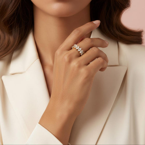 Bague Ajustable MONTI Zircons Plaqué Or - Orelea Paris