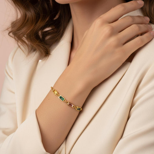 Bracelet LUMIÈRES Zircons Plaque Or - Orelea Paris