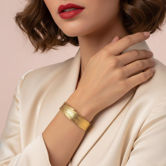 Bracelet Ajustable FEUILLE D’OR N°1 Plaque Or - Orelea Paris