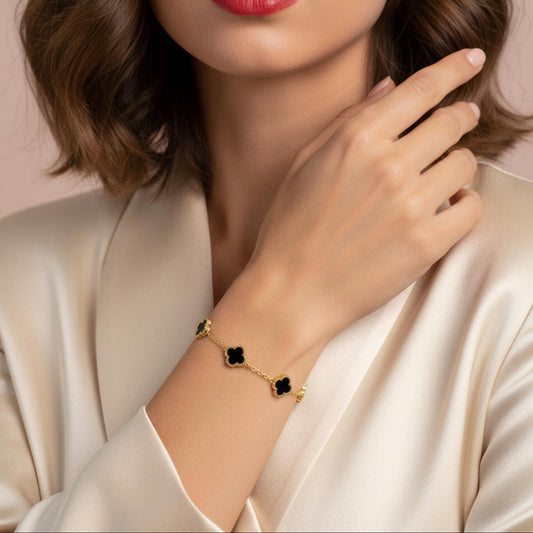 Bracelet TRÈFLE NOIR Plaque Or - Orelea Paris (Copie)