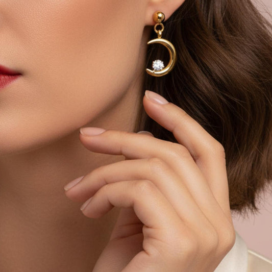 Boucles D’oreilles ÉCLAT DE LUNE Zircons  Plaqué Or – Orelea Paris